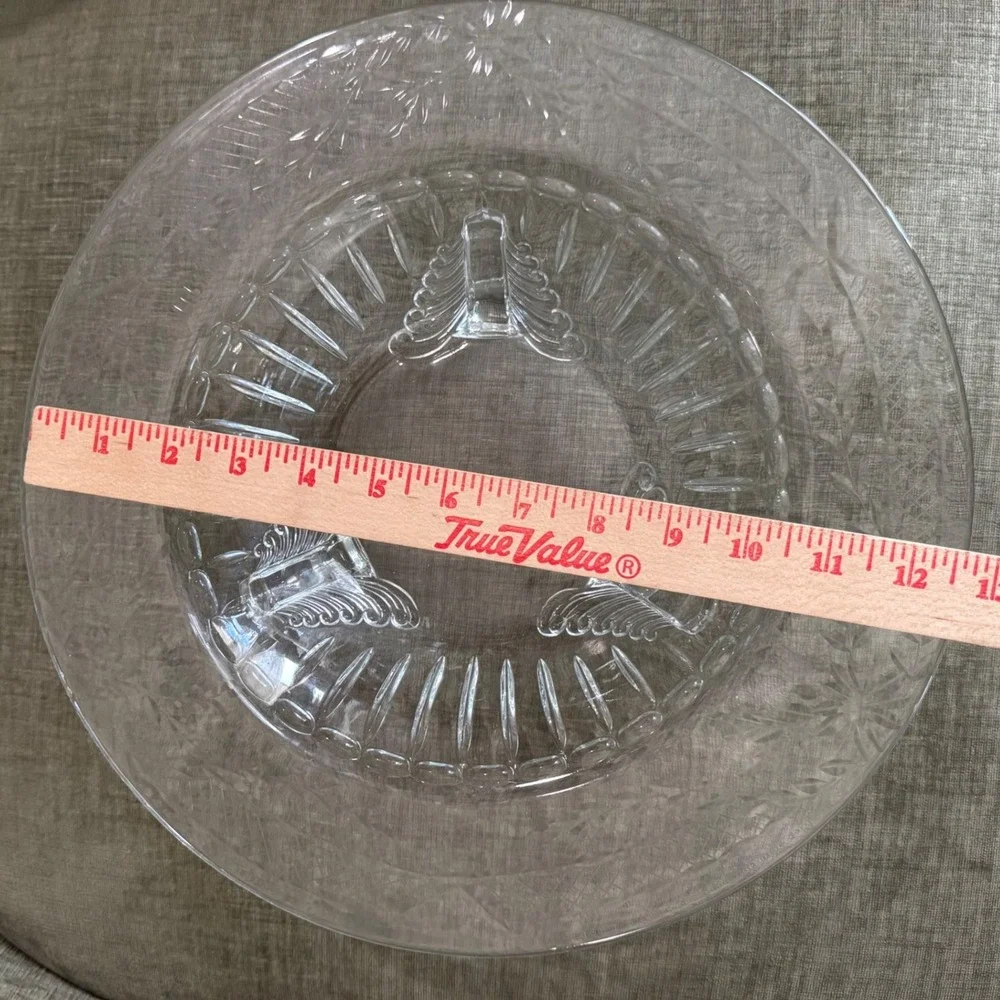 Vintage Etched Glass Footed Centerpiece Console Bowl 12.5